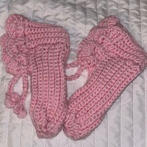 Handmade Pink Crochet Booties